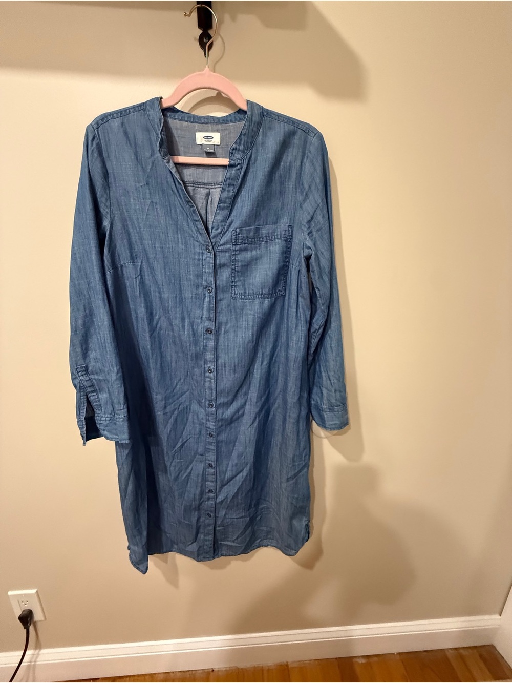 Old Navy Denim-Style Chambray Midi Shirt Dress in Light Blue